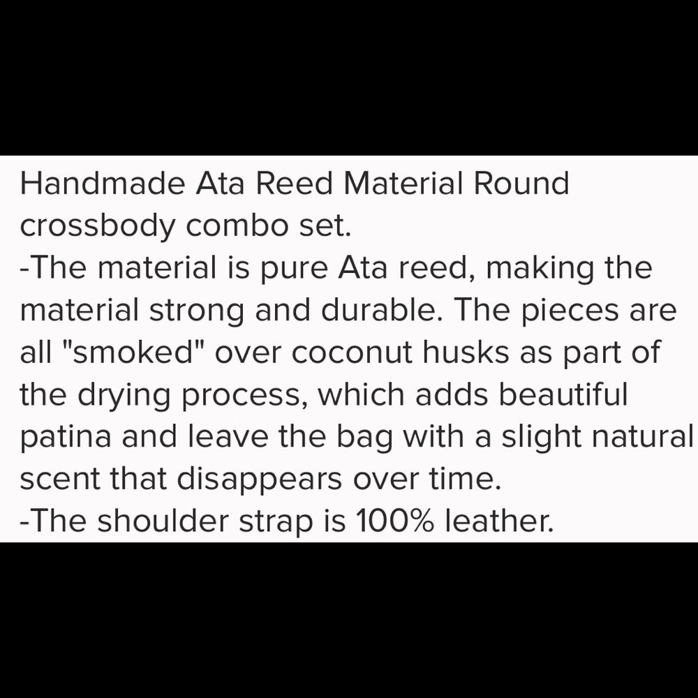 🆕Bali Handbag Ata Reed #Straw With Leather Straps - Picture 7 of 8